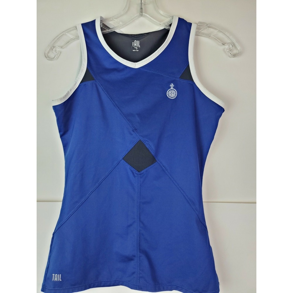 Tail Mesh Panel Golf Tank Top Sleeveless Blue Black V-Neck Size S
